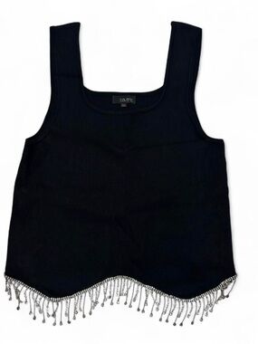 Talent Black Knit Tank Top with Rhinestone Drip Fringe Women’s plus Size 2XL